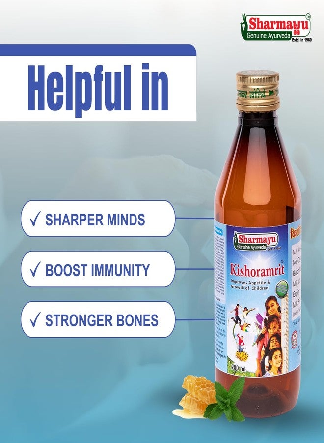 Sharmayu Kishoramrit Ayurvedic Syrup for Kids | Boosts Appetite, Growth & Bone Strength | Enriched with Calcium & Honey | 200ml - Image 3